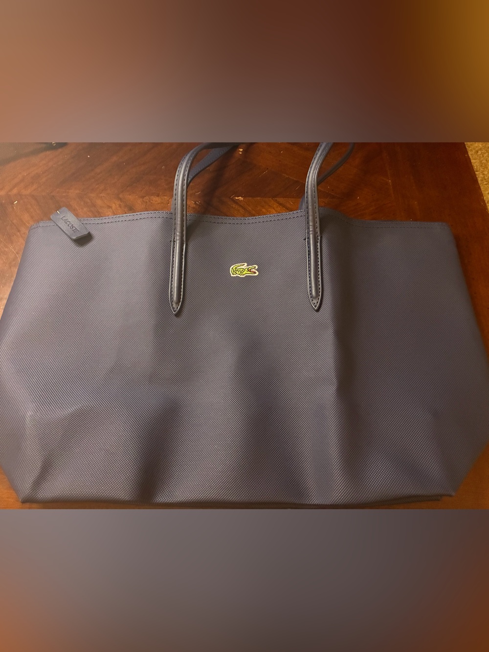 Navy Blue Tote with Signature Crocodile
